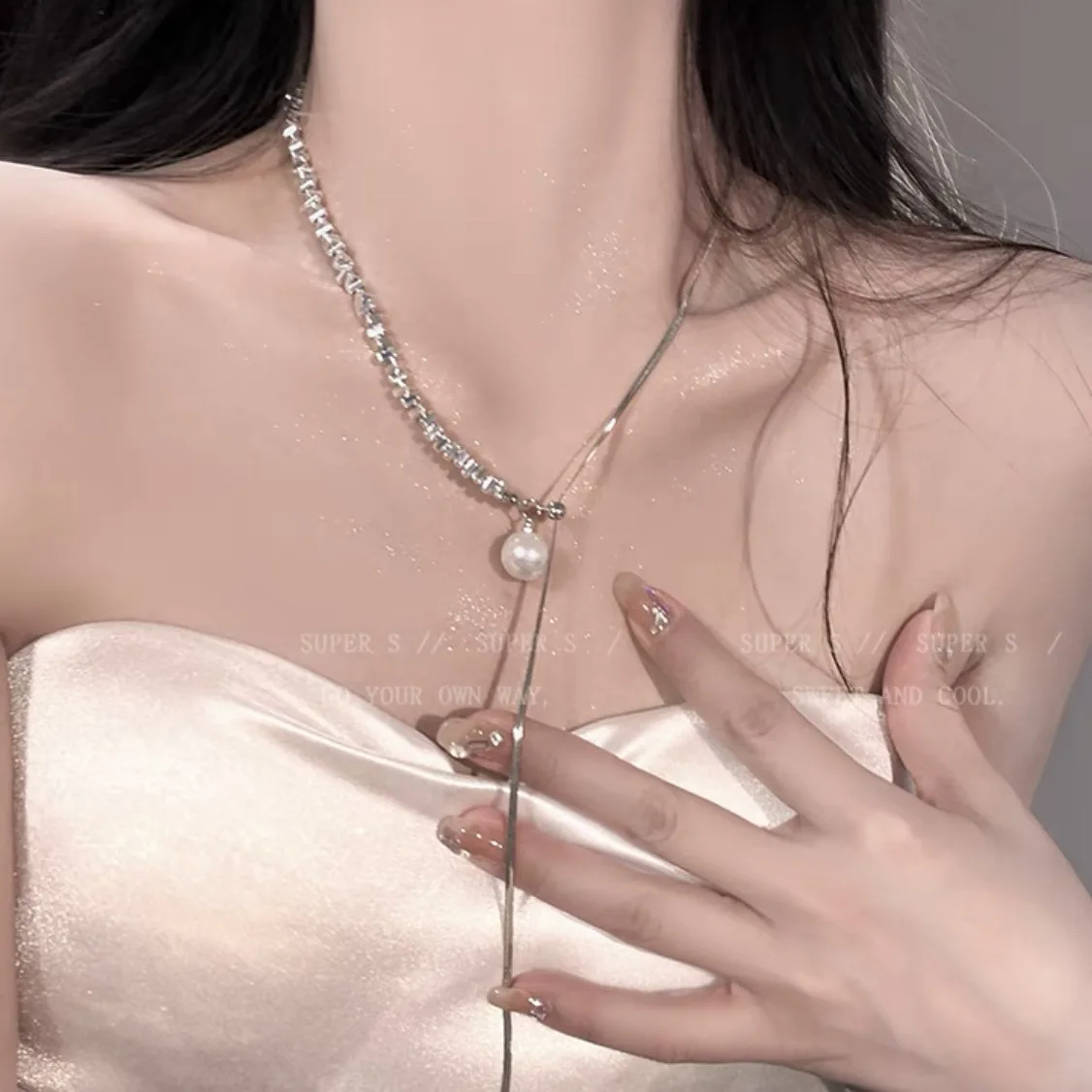 Broken silver does not fade color necklace women all match high-grade sense light luxury temperament clavicle chain fashion mino