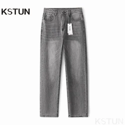 KSTUN Gray Jeans for Men Stretch Slim Straight Casual Pants Summer Denim Trousers Men's Clothing Clearance Sale Final Sale