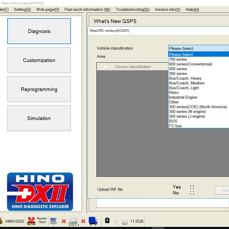 For Hino Dx2 V1.1.22.2 with Scanner USB LINK Support All Hino Truck and Bus