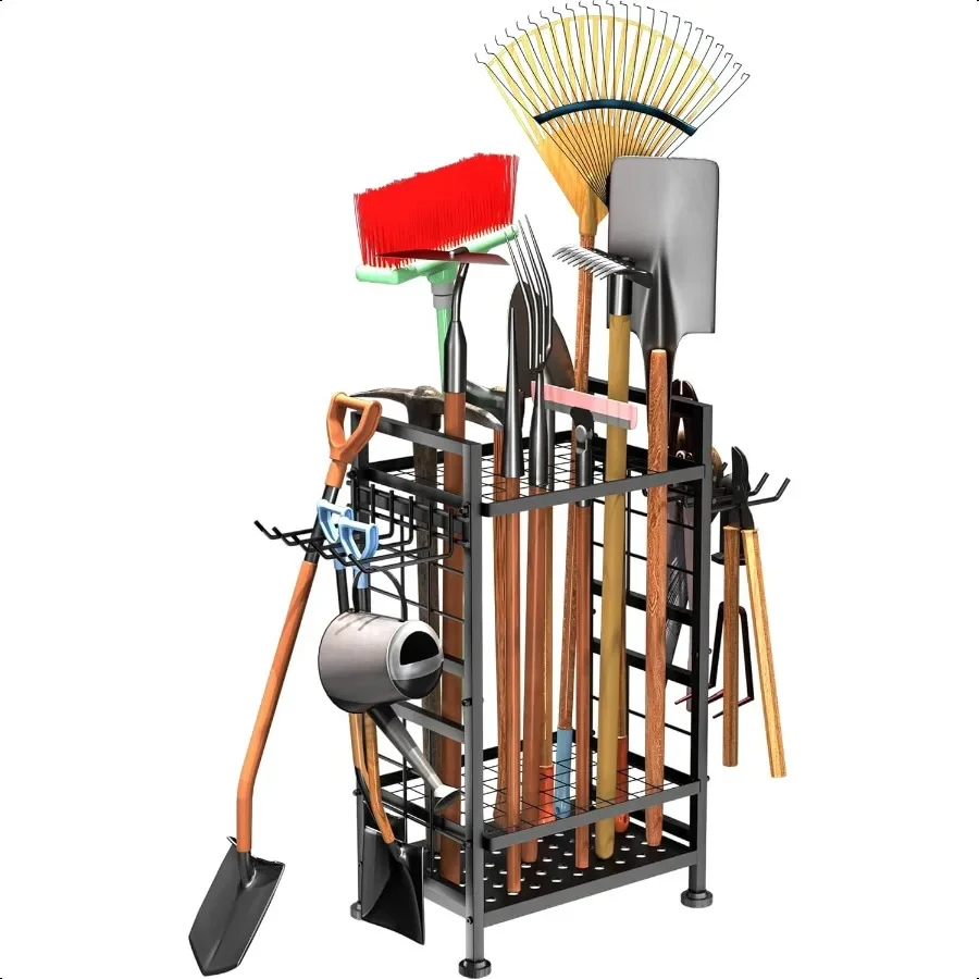 

3 Tier Garden Tool Organizer Garage Storage and Organization Metal Yard Tools Storage up to 78 Tools Heavy Duty Garden Tool Org