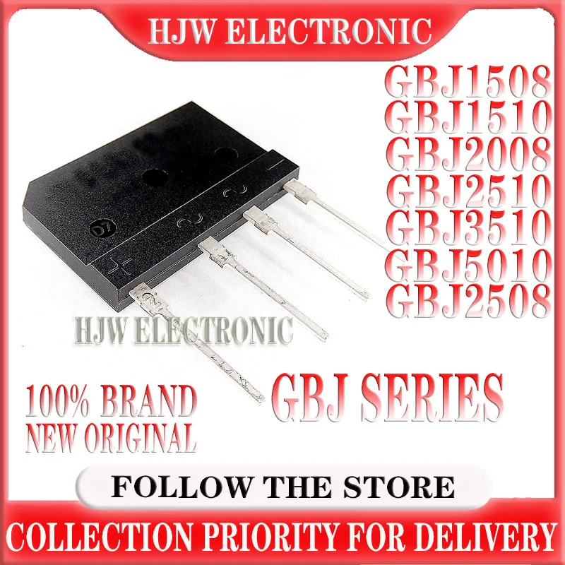 5PCS/LOT Bridge Rectifier GBJ1508 KBJ1508 GBJ1510 KBJ1510 GBJ2510 KBJ2510 GBJ2008 GBJ3510 KBJ3510 GBJ5010 GBJ2508 15/25/35A