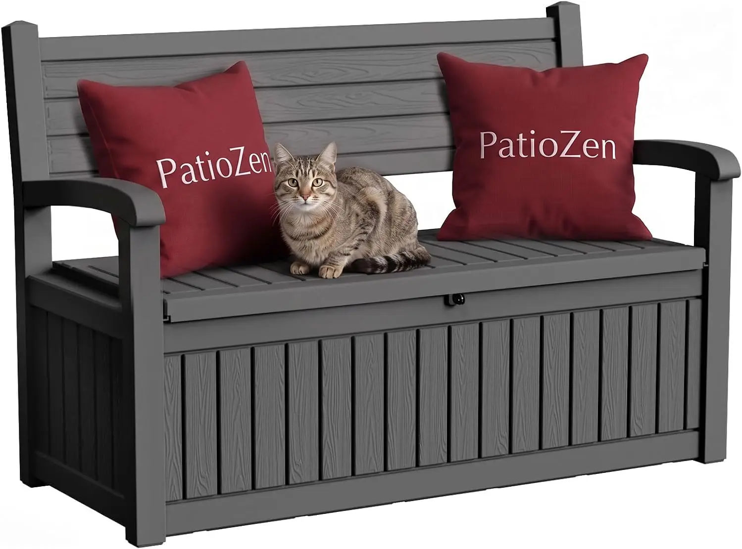 80 Gallon Outdoor Storage Bench, Black Stripe