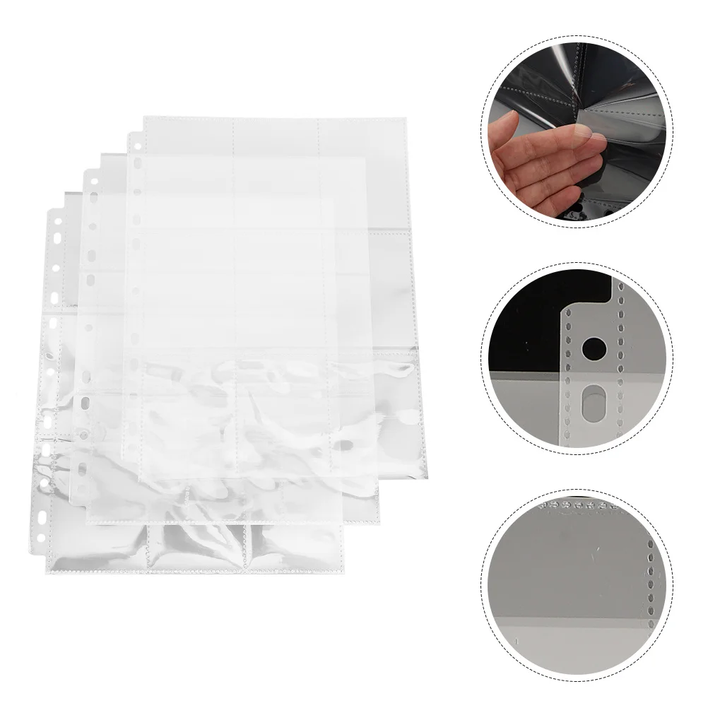 

30 Sheets Card Sleeves for Loose-Leaf Card Book Transparent PP Protection Pages for Photos Postcards Coupons Collectibles Holder
