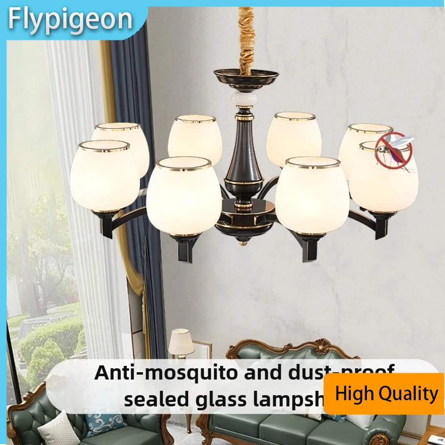 الأمريكية الفاخرة النحاس قلادة LED ضوء الراقية الإبداعية الرجعية الثريا لغرفة المعيشة غرفة نوم فندق إضاءة داخلية ديكور #2