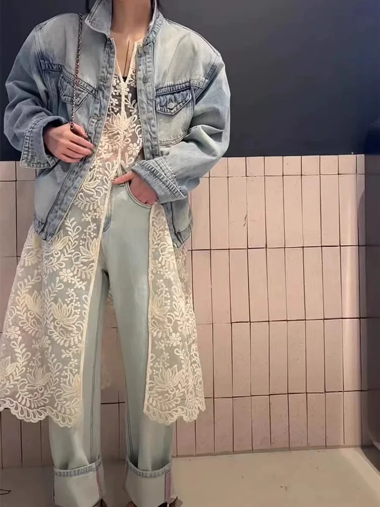 Robe brodée florale esthétique pour femmes, dentelle Harajuku, fente, robes grunge sexy, nickel é, streetwear, été, Y2K