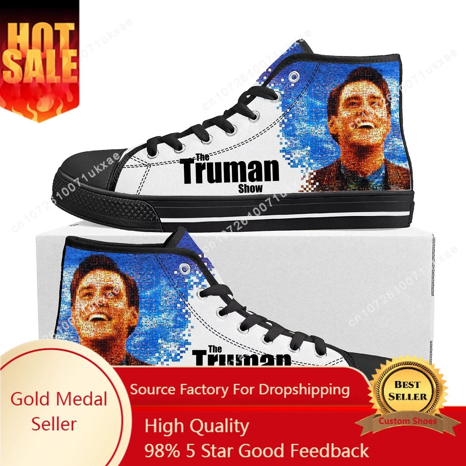

Truman Show High Top Sneakers Mens Womens Teenager High Quality Jim Carrey Canvas Sneaker Couple Shoe Casual Custom Made Shoes