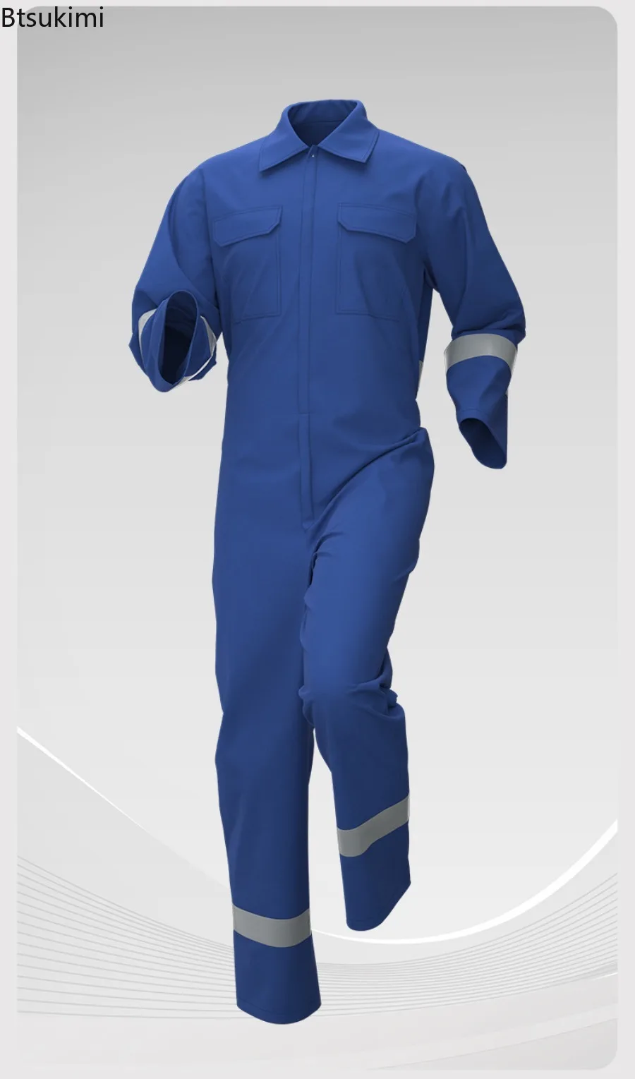 Woman Men Work-Overalls Working Uniforms Spring Autumn Thin Reflective Stripe Coveralls Welding Car Workshop Mechanic Clothes
