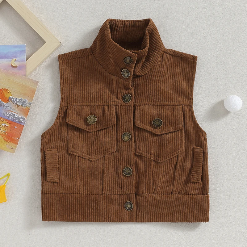 EWODOS Baby Boys Casual Corduroy Vest Jackets Winter Fall Fashion Button Down Lapel Collar Sleeveless Outwear Newborn Waistcoats