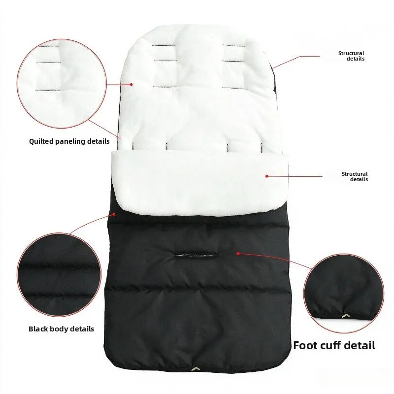 Warm Baby Stroller Footmuff Windproof Winter Sleeping Bag, Universal Thick Cushion for Infant Pushchair Outdoor Travel
