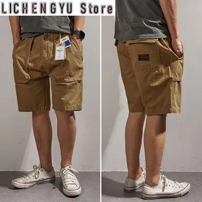 Summer New American Retro Multi-pocket Tooling Shorts Men's Fashion 100% Cotton Washed Old Outdoor Loose Casual 5-point Pants