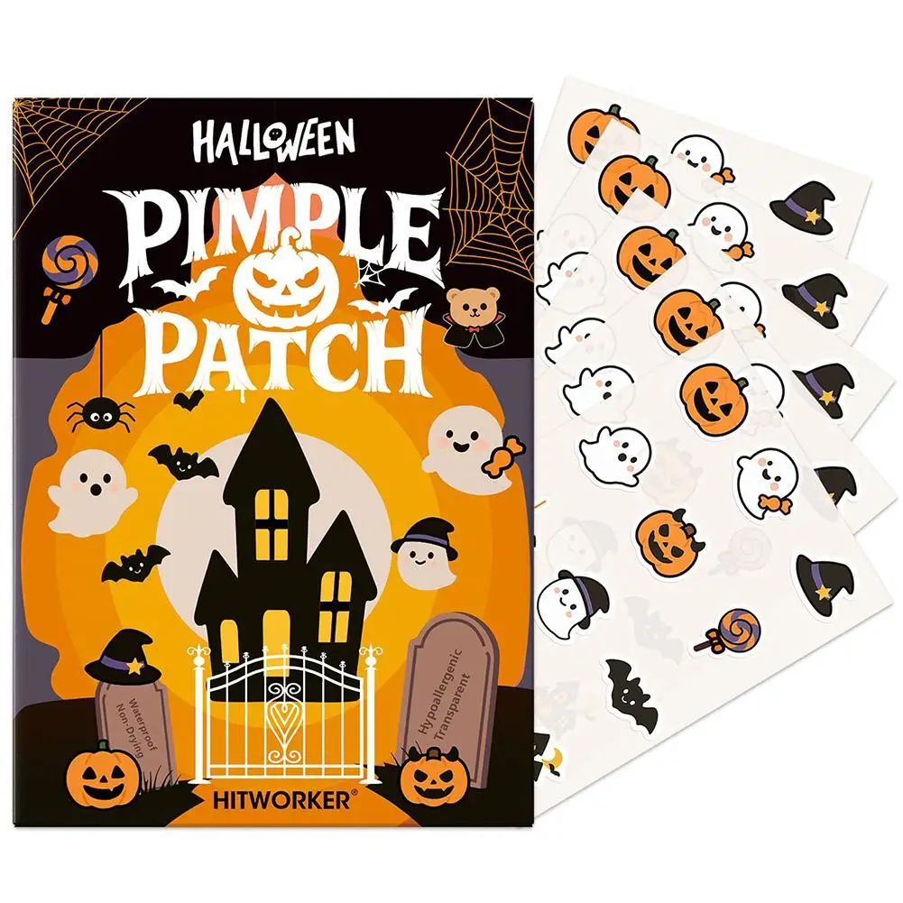 ฮาโลวีนซีรีส์แผ่นแปะสิวระบายอากาศได้ดีกันน้ำฟักทองผีออกแบบสิวแพทช์ปาร์ตี้แต่งหน้าอุปกรณ์เสริมคอนซีลเลอร์แพทช์