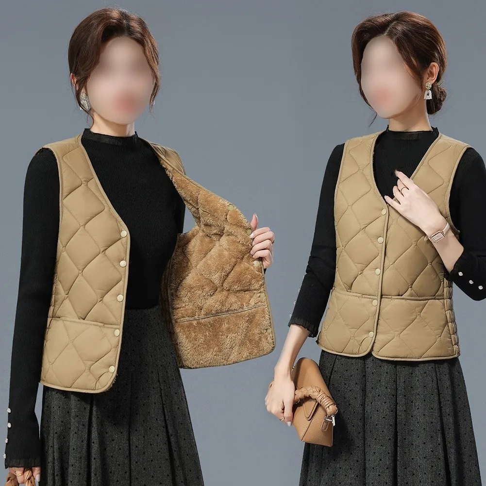 V-Neck Lightweight Cotton Polyester Vest Solid Color Diamond Pattern for Women Summer Beach Holiday Cycling Wear