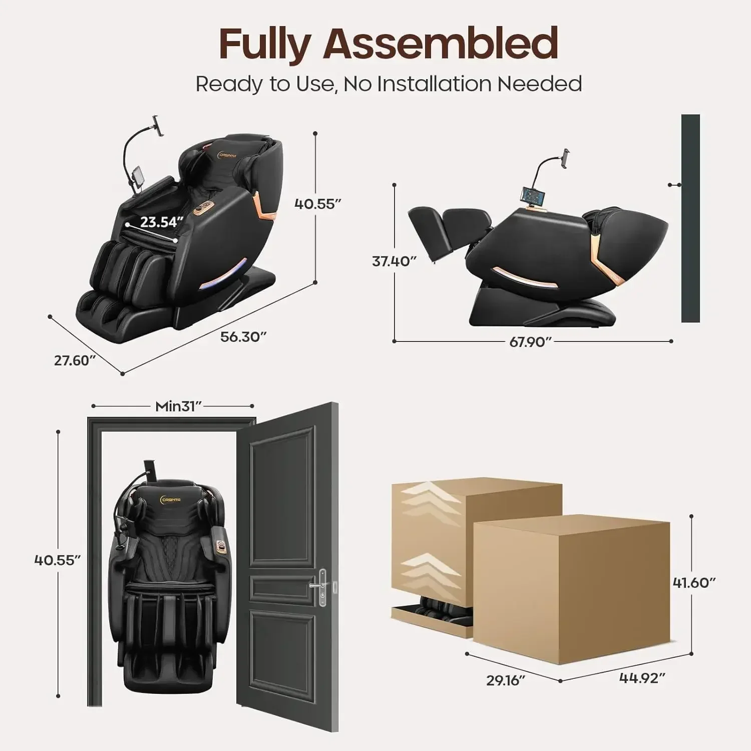 Sl Track Shiatsu Massage Chair - Zero Gravity Massage Chair,Core Heating & 22 Airbag, Smart Foot Rollers,Ai Voice, Yoga Mode