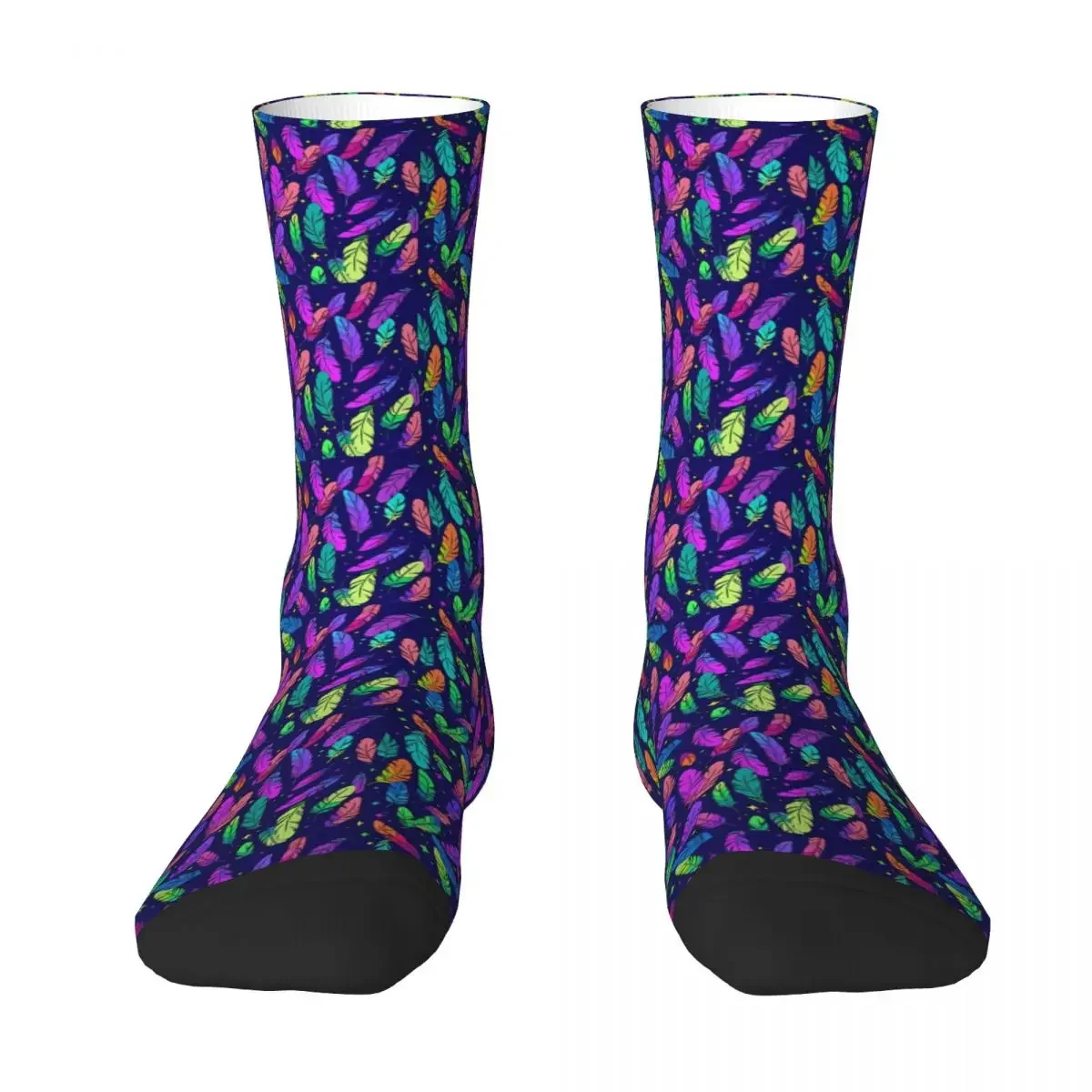 Colorful Feather Socks  Bule Gothic Stockings Couple Warm Soft Outdoor  Autumn Design Non Skid 