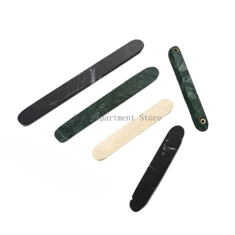 Natural marble brass handle European light luxury drawer cabinet wardrobe hole stone door handle single hole handle double hole