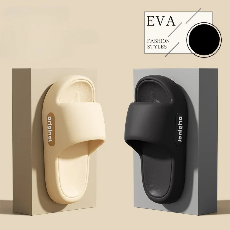 Thick Bottom Men's Slippers Fashion Letter Print Platform Women Sandals 2025 New Comfortable Soft Sole Non Slip Beach Flip Flops