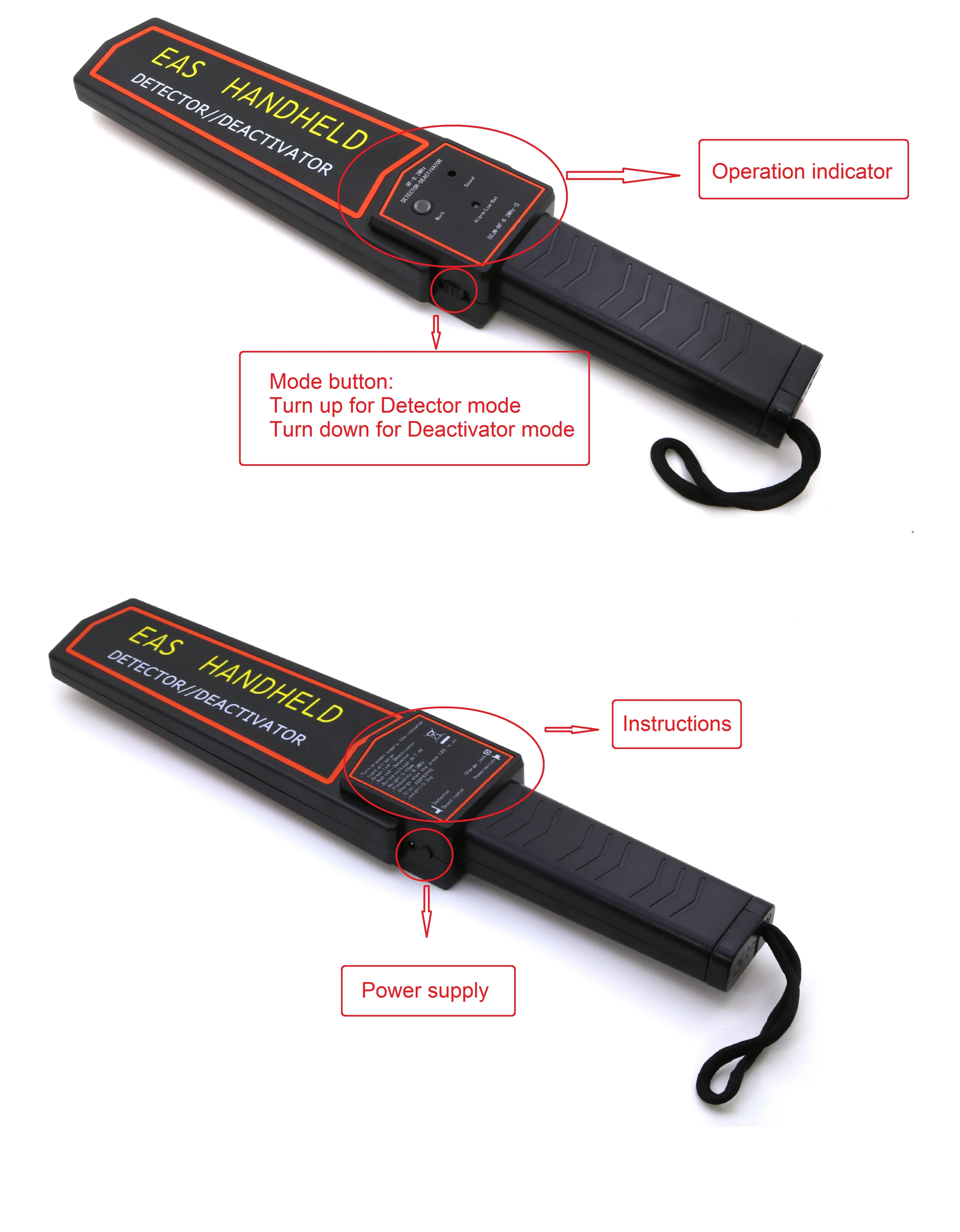 Rilevatore e deattivatore portatile per sistema di sicurezza Eas Rf/am