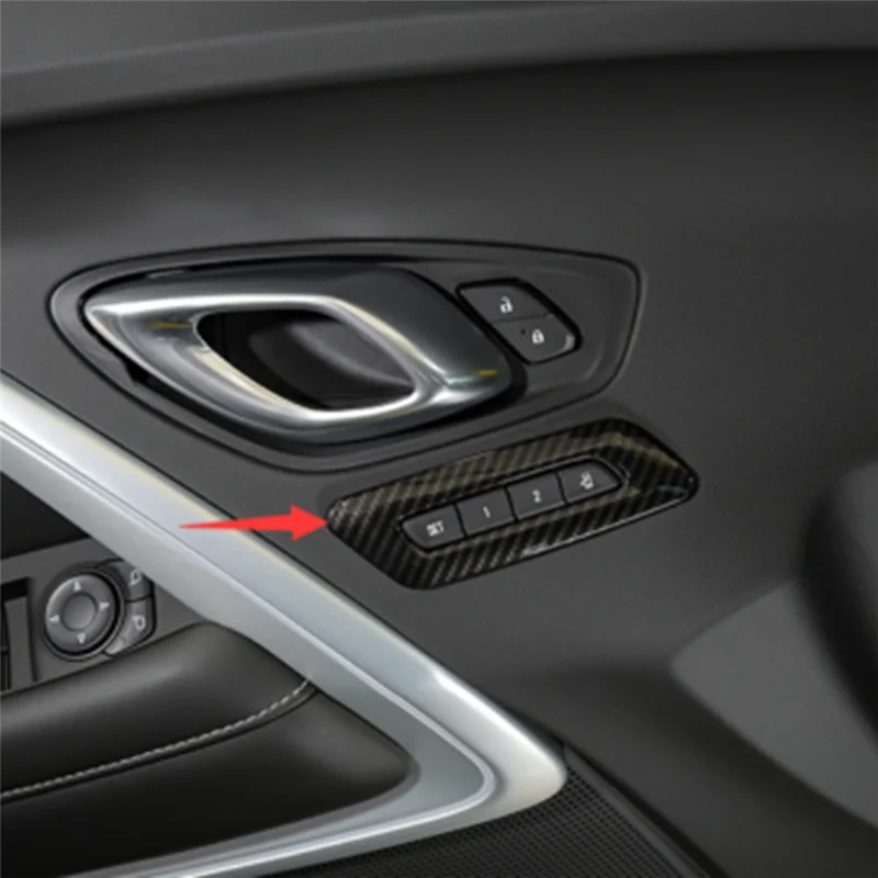 

Real Hard Carbon Fiber For Camaro 2016-2023 Car Door Front Seat Button Frame Interior Parts Accessories