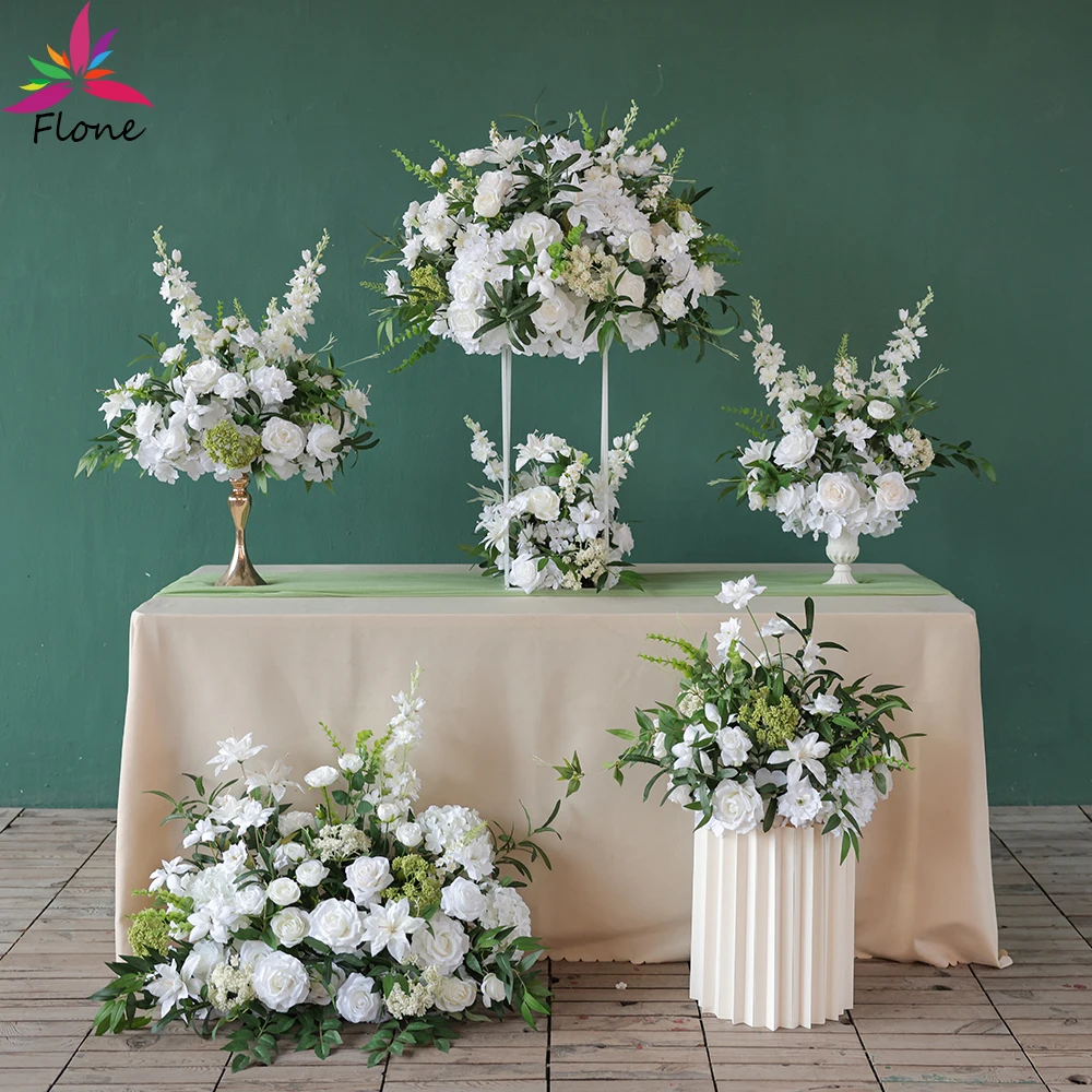 

White Green Centerpieces Table Artificial Flower Arrangement Wedding Event Decoration Rose Sztuczne Kwiaty Backdrop Decor FL2699
