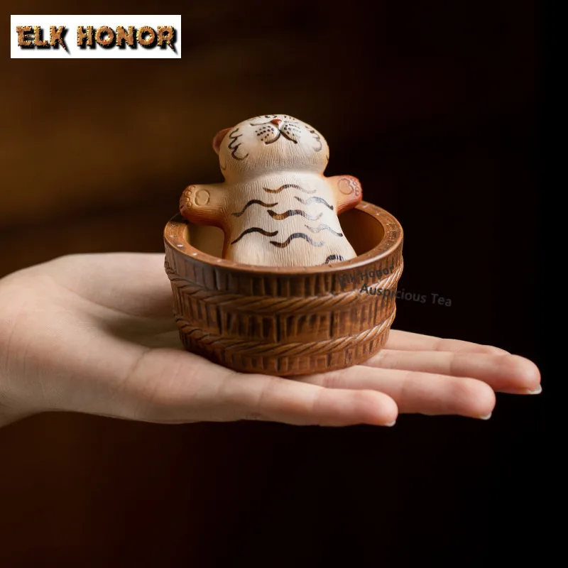 

Purple Clay Lying Tiger Tea Pet Japanese Tea Games Tea Figurine Play Toys Tea Statue Ornaments Cha Accessories Craftsmanship