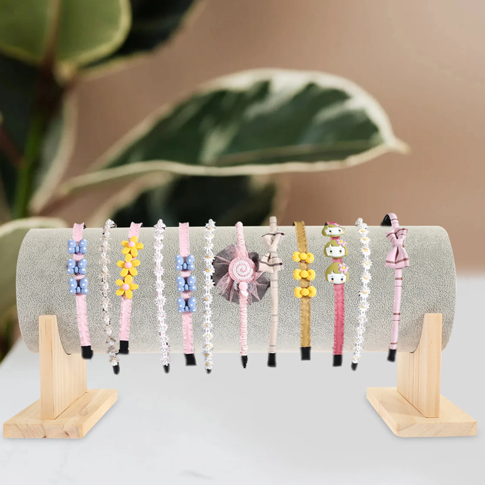 

Hairband Rack Headband Organizer Storage Display Stand Wood Base Foldable Travel Friendly 11CM*36CM Durable Smooth Jewelry