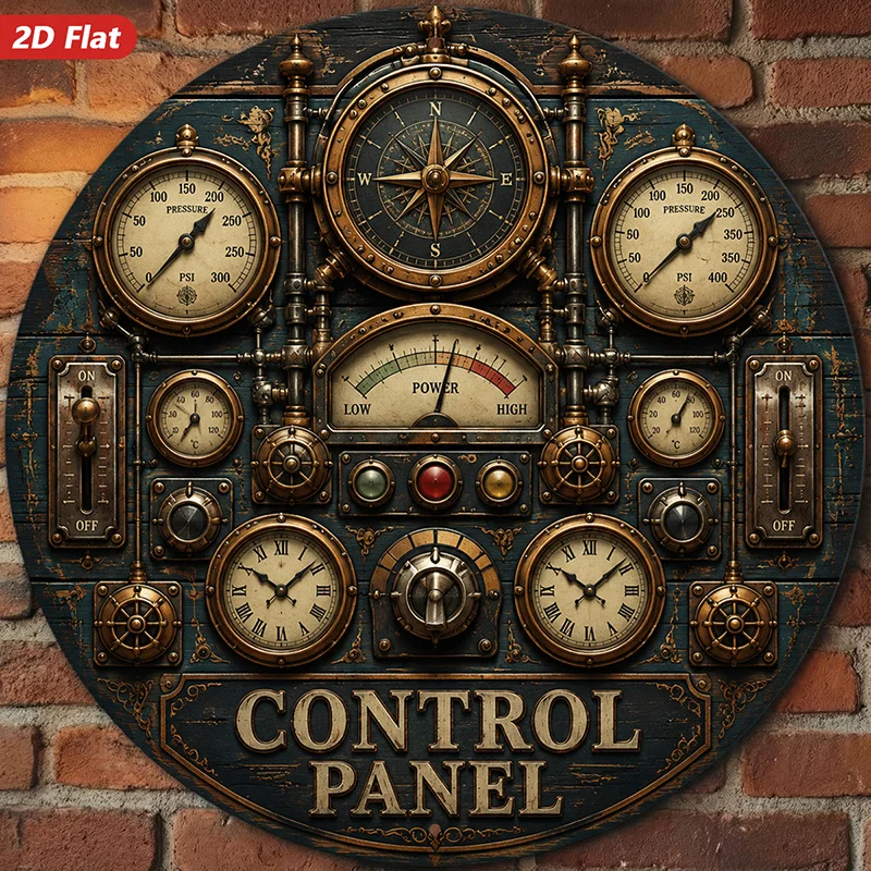 CIFBUY Retro Steampunk Control Panel Aluminum Wall Art Waterproof Rustproof Metal Decor for Home Restaurant Studio Vintage Sign