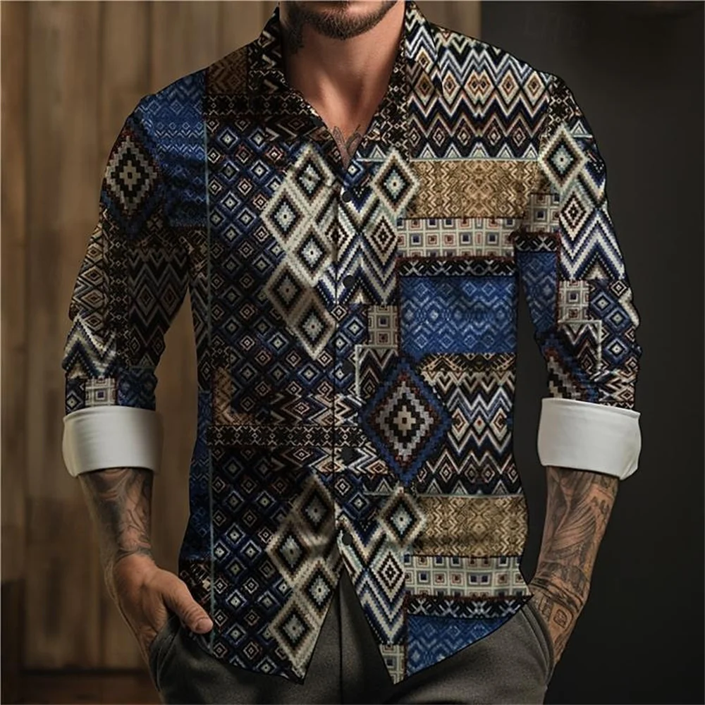 

2024 Men's Ethnic Style Printed Shirt for Daily Vacation Street High Quality Fashion Comfortable Fabric Designer Clothing