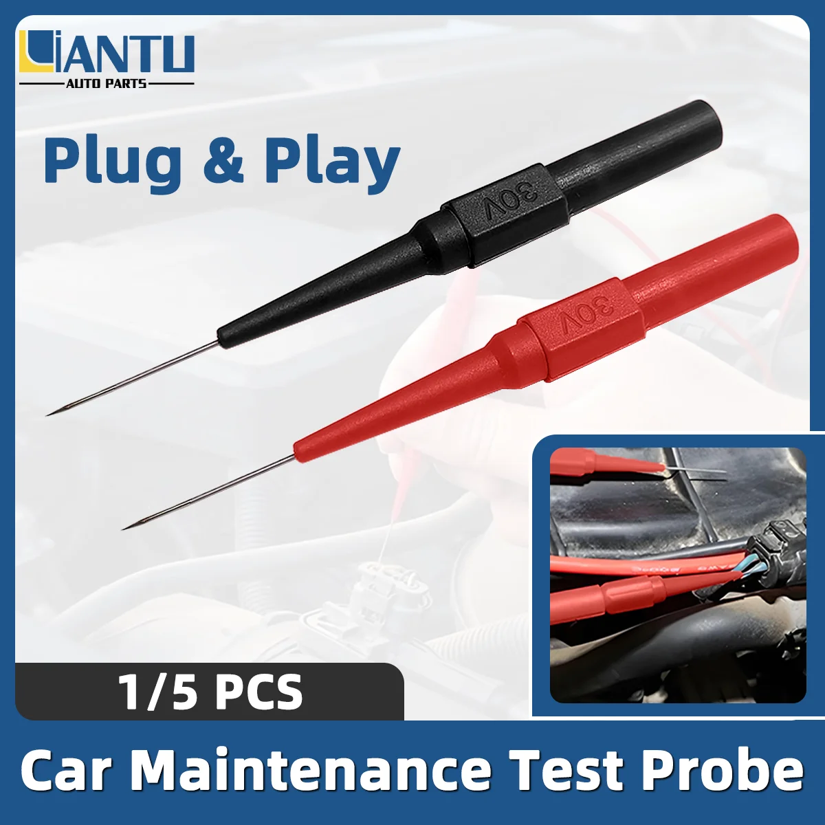 

1/5PCS Car Maintenance Test Probe Black Red 2 Colors Optional Durable Insulated Anti Slip Auto Circuit Detection Accessories