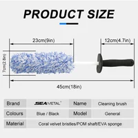 SEAMETAL Microfiber Car Wash Brush Cleaning Gloves Plastic Handle Wheel Brush Double-Side Absorbent Clean Glove Car Washing Tool 2