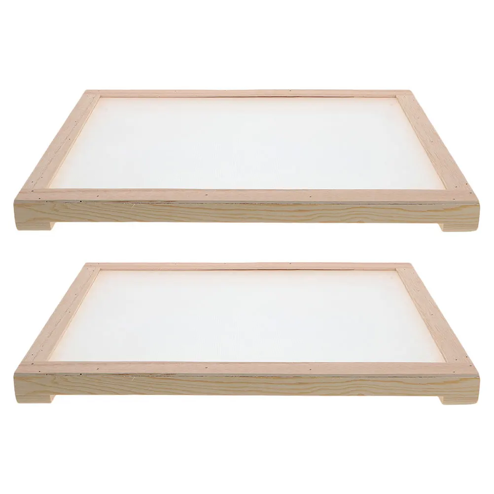 

2pcs Rectangular Mesh Drying Tray Stackable Wood Frame Rack For Herbs Tea Plants Food Vegetable Drying Ventilated Screen Net