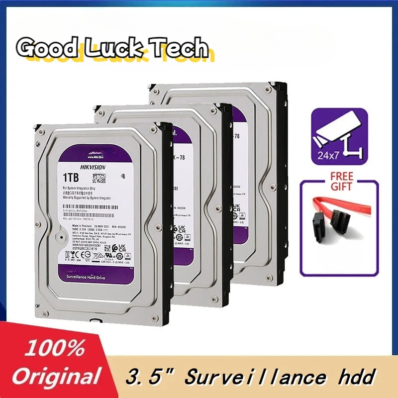 For W-D Purple 1TB 2TB 3TB Surveillance HDD 64M Cache SATAIII 6.0Gb/s 3.5