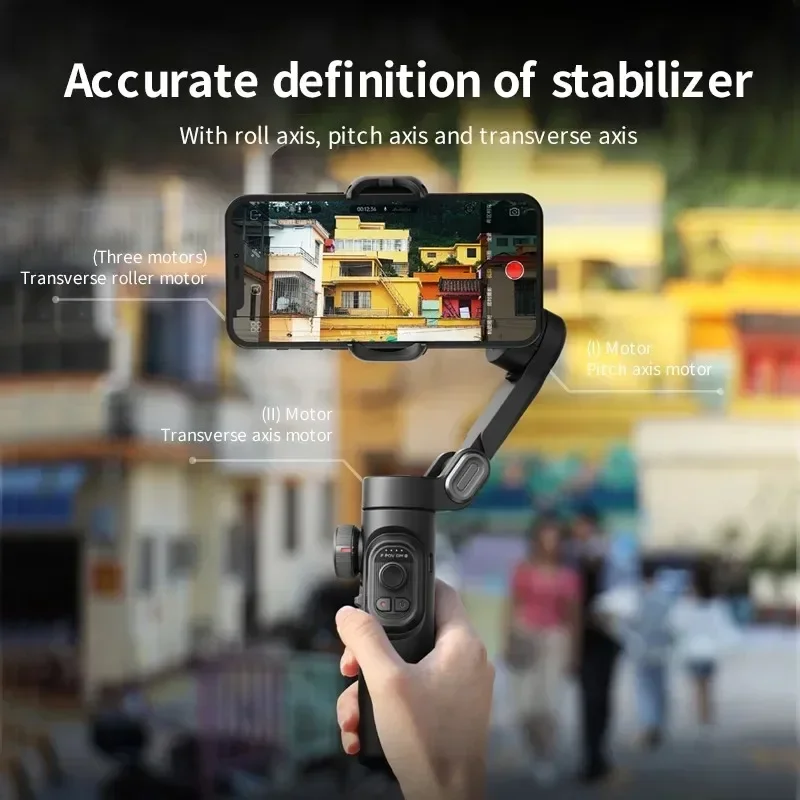 VIEllFON-Stabilisateur de cardan à 3 axes pour smartphone, lumière d'appoint, suivi du visage intelligent, iPhone Android, Vlog Tiktok, recrutement