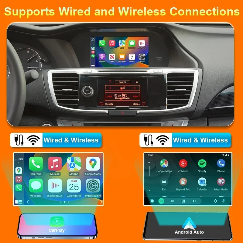 Wireless CarPlay Android Auto for Honda Accord /Odyssey Mirror Aftermarket CarPlay Upgrade Retrofit Multimedia Navigation