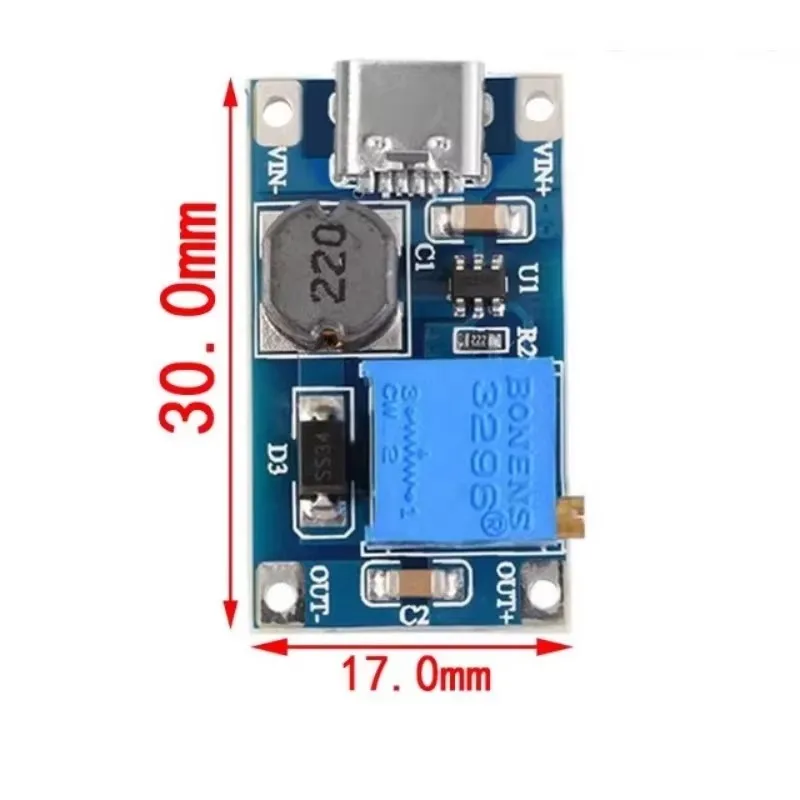 1PCS/5PCS MT3608 DC-DC Adjustable Boost Module 2A Boost Plate Step Up Module with MICRO USB 2V-24V to 5V 9V 12V 28V