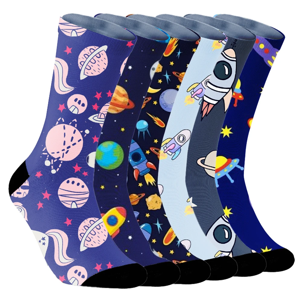 Women Space Streetwear  Astronaut man Socks Cotton Harajuku Colorful Full Socks