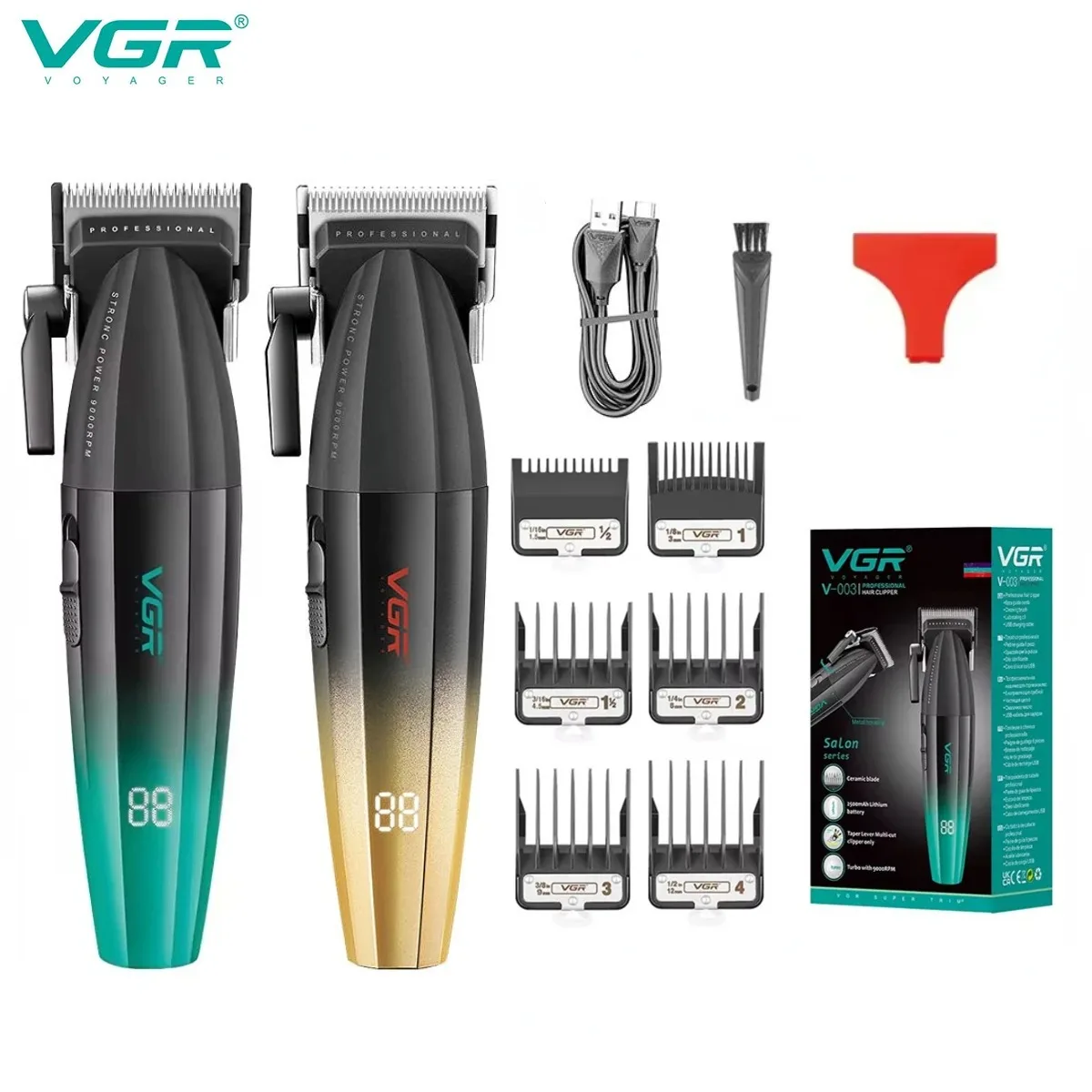 

VGR Hair Clippers Professional Barber Machine Rechargeable Haircut Adjustable Trimmer Hair Cutting Machine Clipper for Men V-003