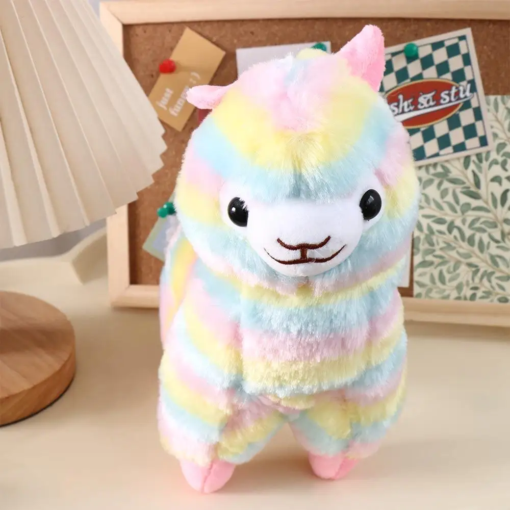 Mainan boneka ulang tahun, mainan boneka Alpaca warna-warni, mainan boneka mewah Alpaca, mainan lembut rumah