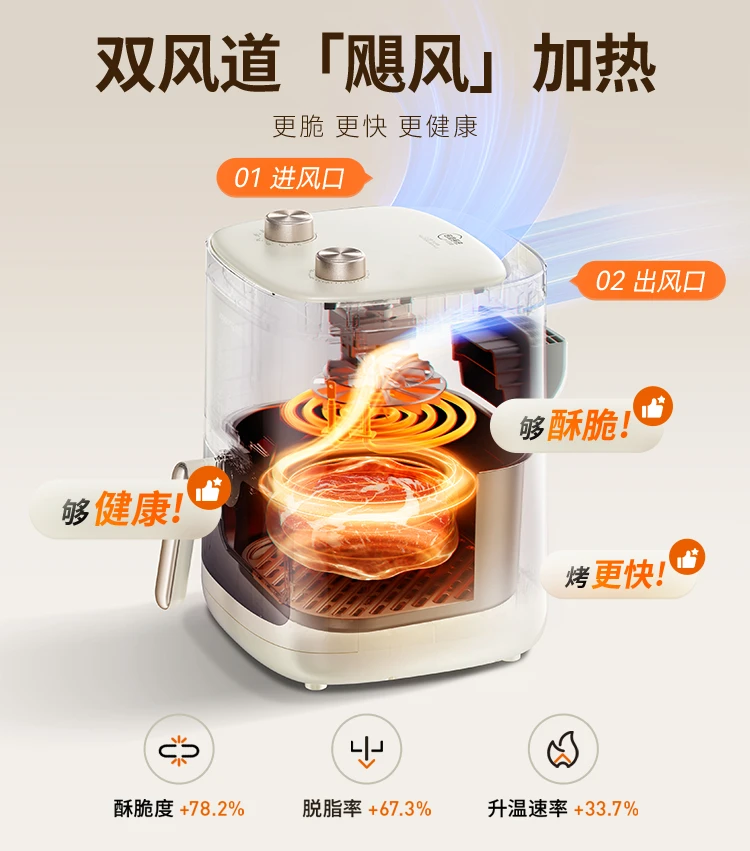 مقلاة هوائية منزلية سعة 6 لتر، مقلاة كهربائية بصرية غير قابلة للطي، فرن كهربائي متكامل