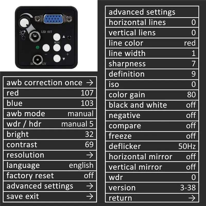 SQPP-13MP VGA Video Microscope Camera 1080P With 1-130X Zoom C-Lens And Brightness Adjustable Light For Phone Repair EU Plug