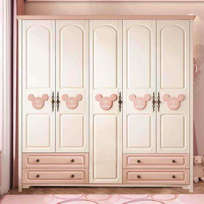 Nordic Girls Child Wardrobe Storage Drawer Kawaii Cupboards Wardrobe Home Apartment Guarda Roupa Infantil Furniture