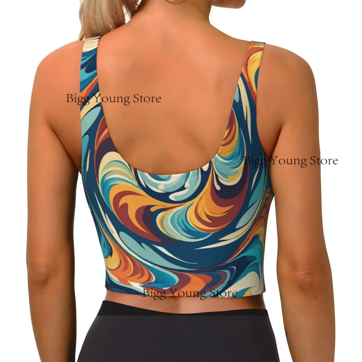 Yoga Vest Women Gym Sports Crop Tops Psychedelic Swirl Streetwear Workout Breathable Tank Top Female
