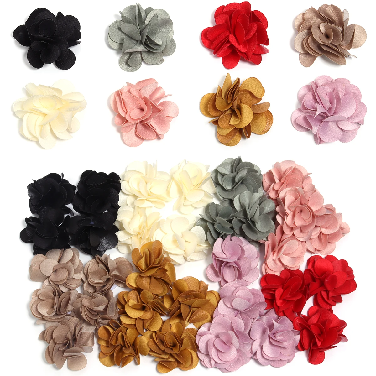 

5Pcs 4.5cm Fabric Flowers Handmade Multicolor Camellia Flower for Jewelry Making DIY Headwear Clothing Decoration Accessories