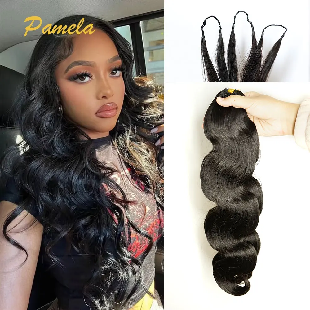 Knotless Pre-Separated Crochet Hair Extensions Human Hair Body Wave Feather Crochet Braid Hair Extensions 100% Human Hair