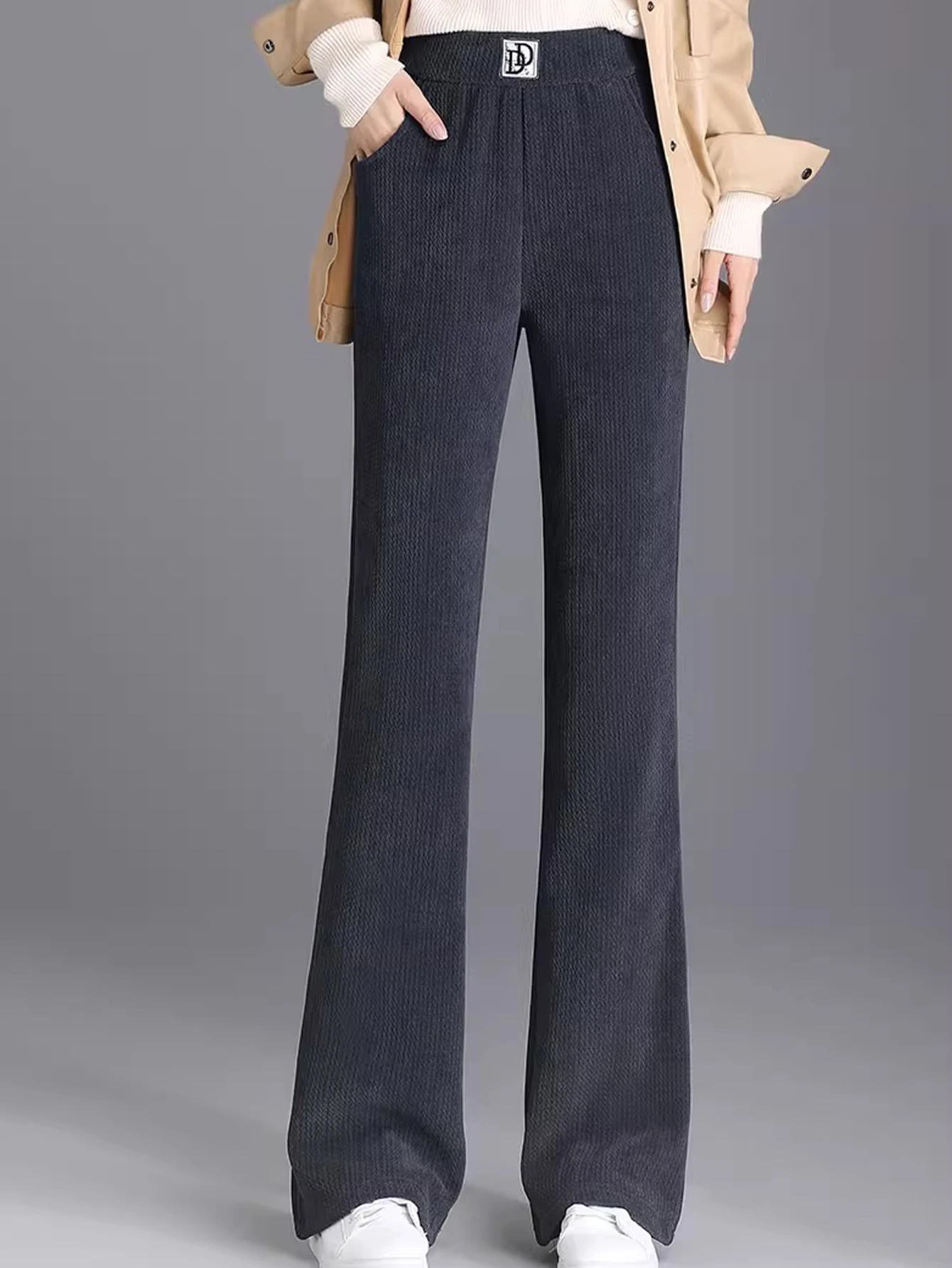 レディースベルベットベルボトムパンツ、ブーツカット、秋冬用暖かい厚手パンツ、人気でおしゃれなラムベルベットパンツ