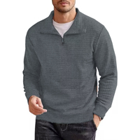Autumn/winter men's stand-up collar zipper knit waffle top