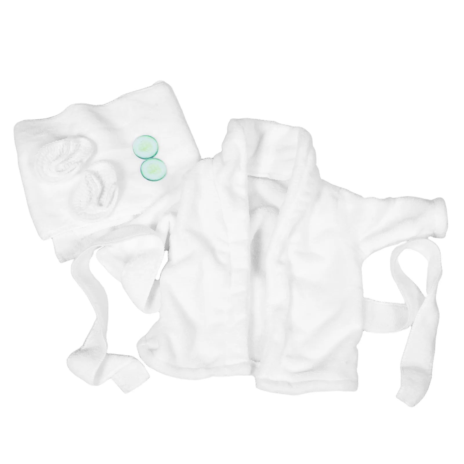 1Set Newborn Spa Day Outfit Set White Baby Bathrobe Towel Wrap Slippers Cucumber Prop for 0-2 Months Newborn Photography