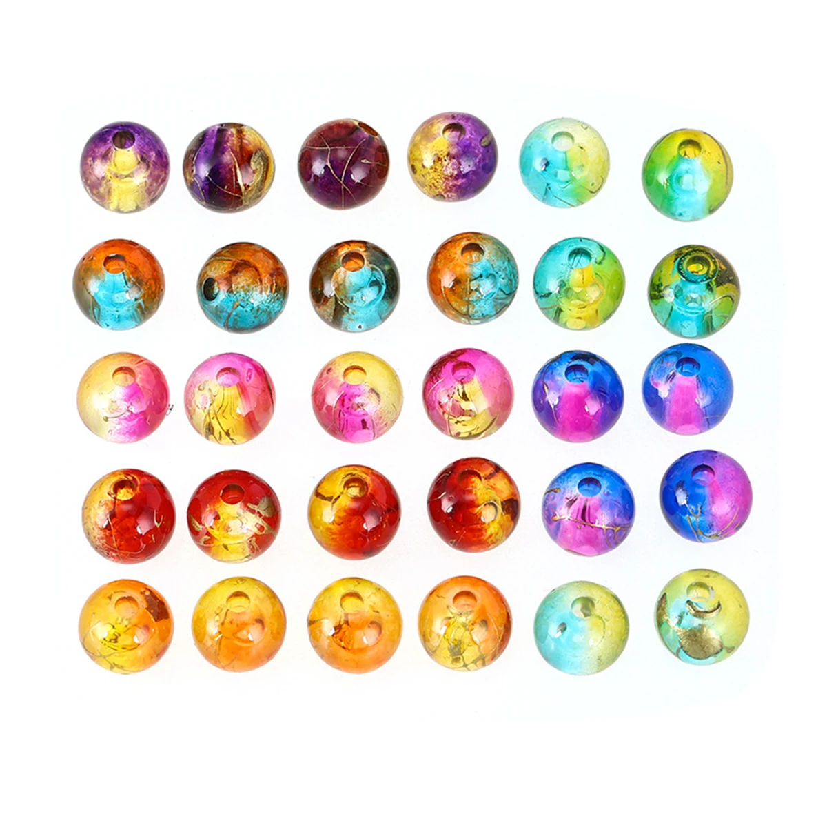 300/150 Stück 8 mm zweifarbige Streifen runde bunte Acrylperlen für Schmuckherstellung DIY Paar Armbänder Halskette Einzigartige Handykette – Detail 3