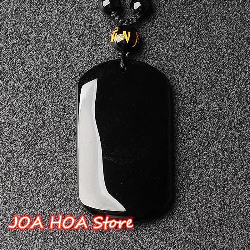 Natural Black Obsidian Beads Necklace Hand-Carved Polished Safety Jade Pendant Man Women Auspicious Amulet Gifts Fine Jewelry