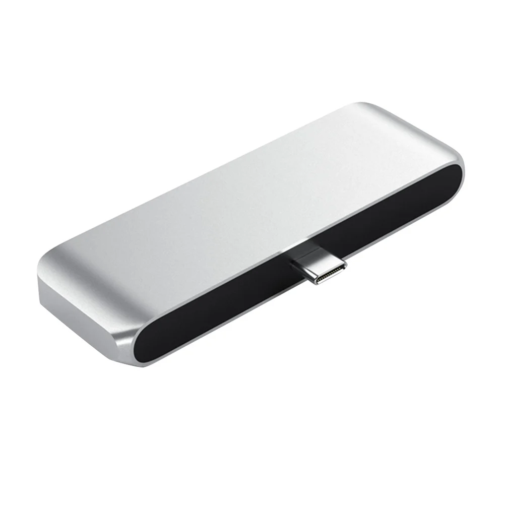 

4K Usb-C Hub Adapter Pd 3.0 Charging Support Usb 3.0 5Gbps 3.5Mm Headphone Jack Plug Play For Laptop Silver Wc7366