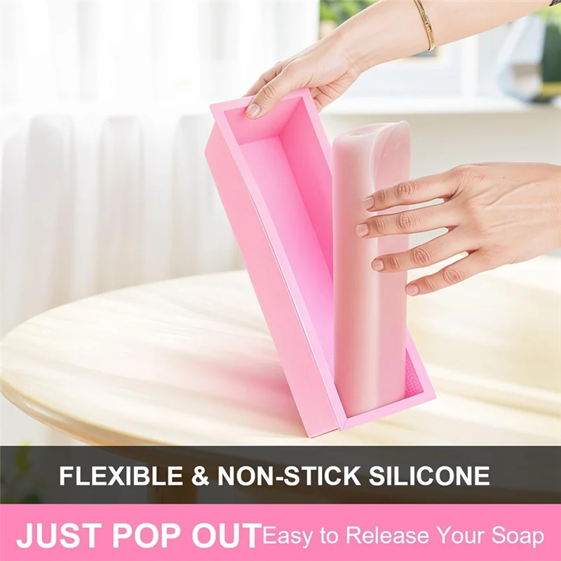 

D9-4 шт. Набор прямоугольных форм для мыла с резаками - гибкая силиконовая форма для мыла 42 унции с деревянной коробкой